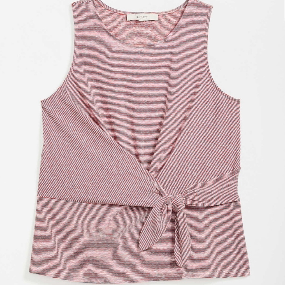 LOFT Striped Tank Top with Tie Detail